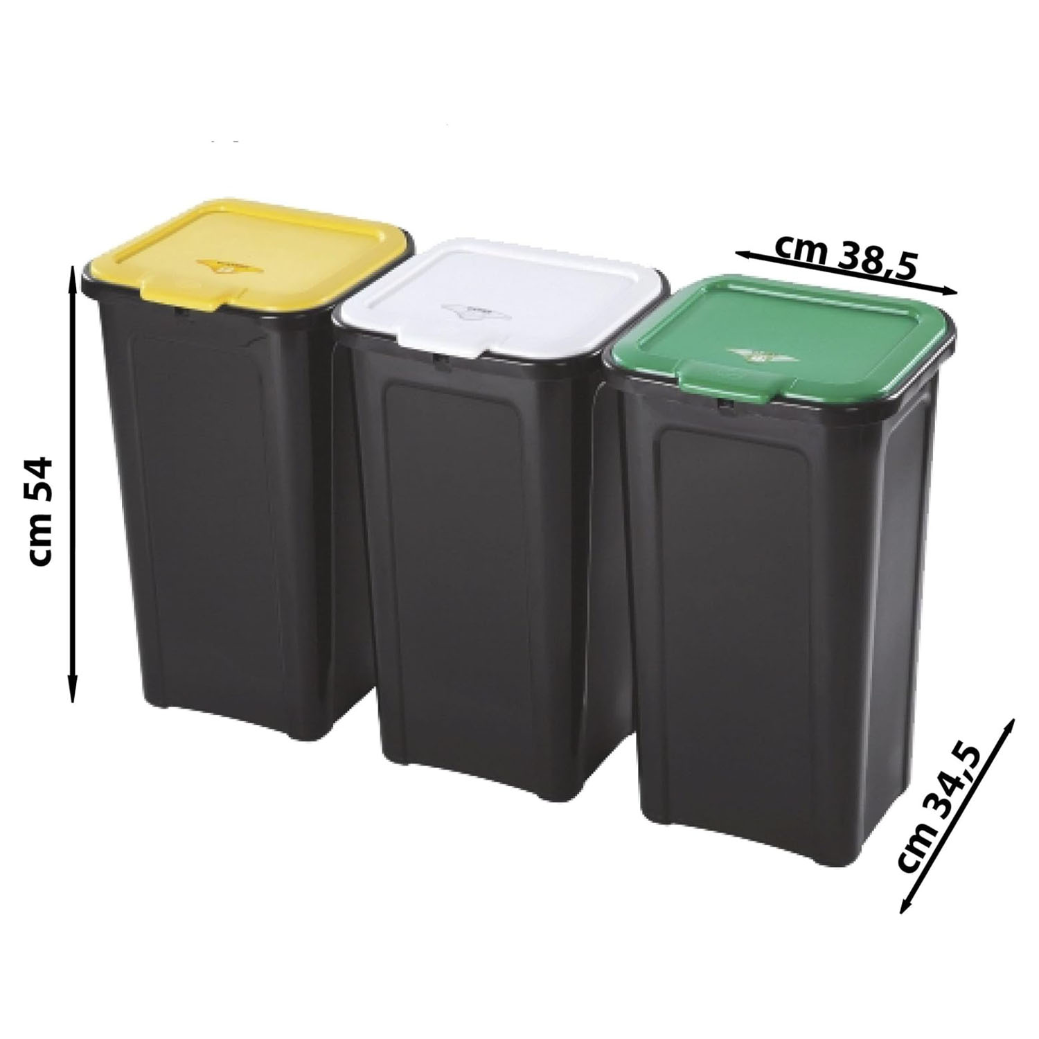 Tris pattumiere e bidoni 44L salvaspazio raccolta differenziata foto 4